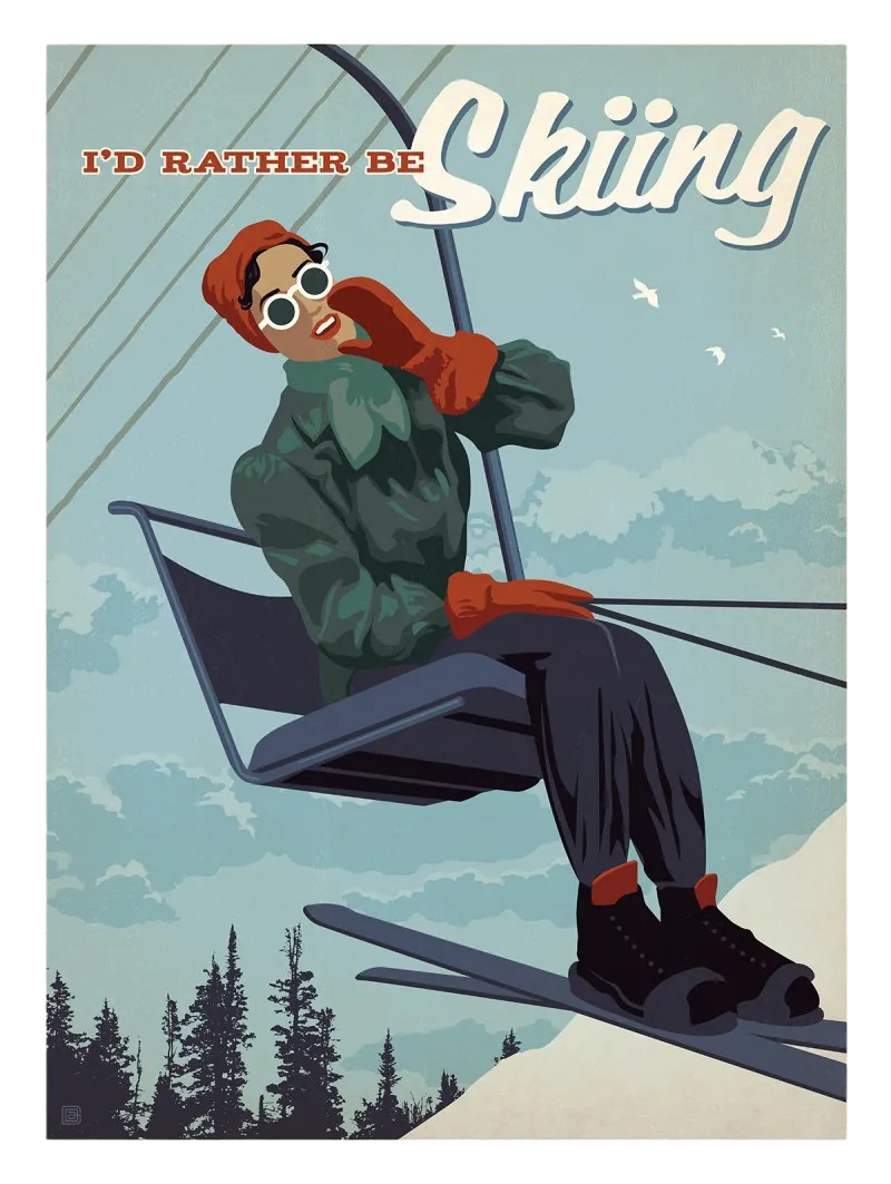I'd Rather Be Skiing Postcard